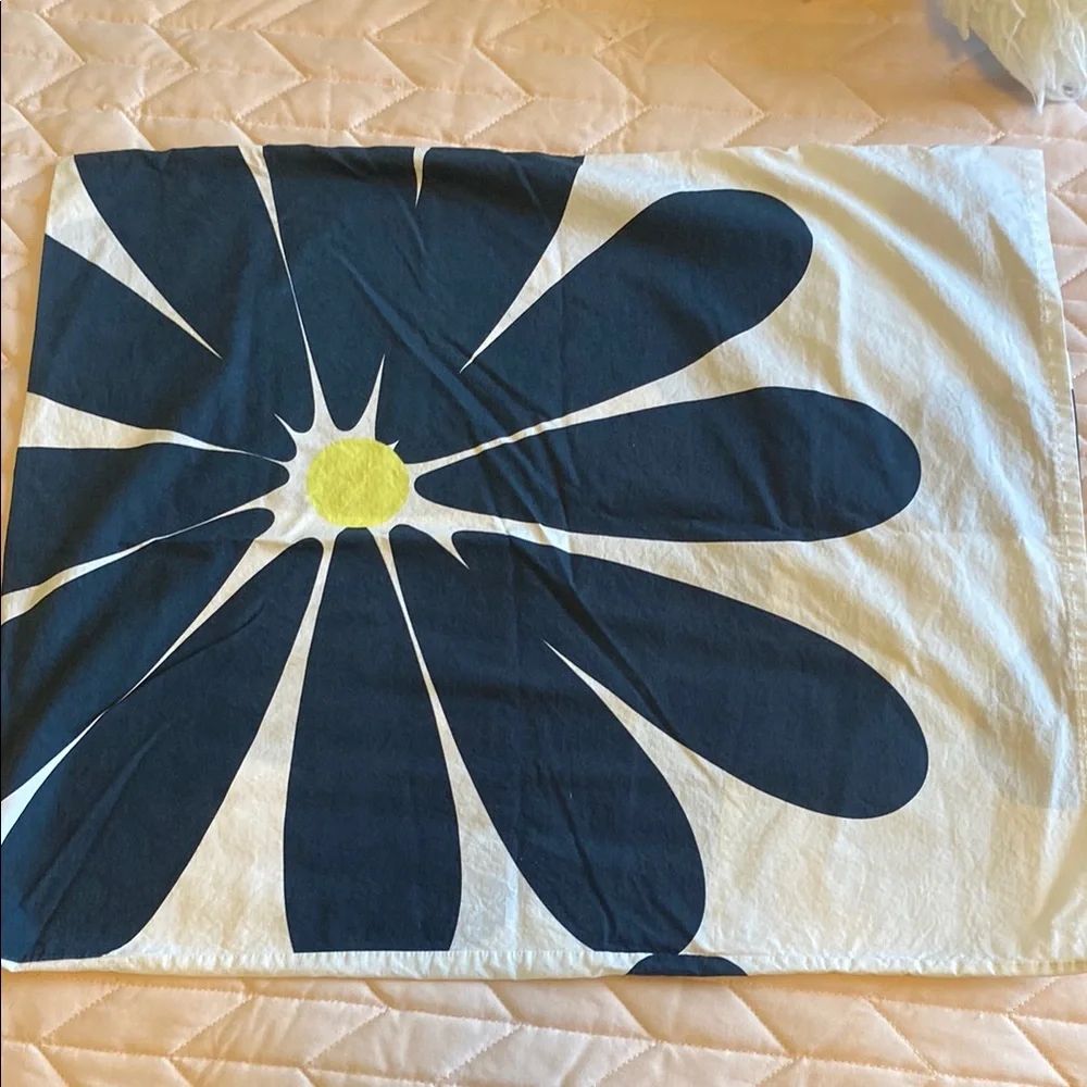 IKEA Floral pillow case - Navy and White